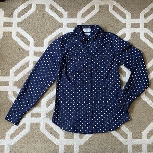 Navy and White/cream Polka Dot Blouse